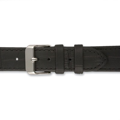 18mm Long Black Matte Gator Grain Calfskin Leather Watch Band  BA312L-18, MPN: BA312L-18,