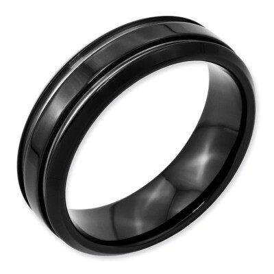 Black IP-plated Grooved and Polished 7mm Band - Stainless Steel SR125 by Chisel, MPN: SR125, 883957…