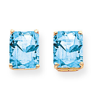 10x8mm Emerald Cut Blue Topaz Earrings 14k Gold XE69BT, MPN: XE69BT, 883957096520