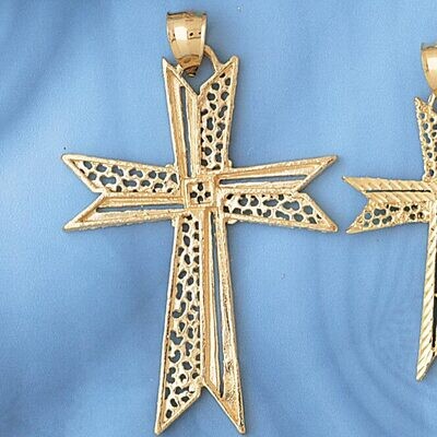 Dazzlers Jewelry Cross Pendant Necklace Charm Bracelet in Yellow, White or Rose Gold 7858, MPN: DZ-…