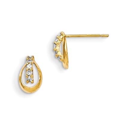 CZ Children&#39;s Post Earrings 14k Gold GK638