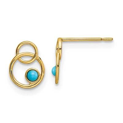 Synthetic Turquoise Post Earrings 14k Gold YE1960, MPN: YE1960, 191101799372
