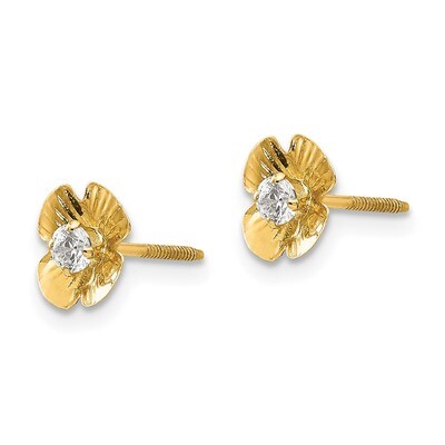 Flower 2.5mm Synthetic Diamond Post Earrings - 14k Gold SE2222 by Madi K, MPN: SE2222, 886774999753