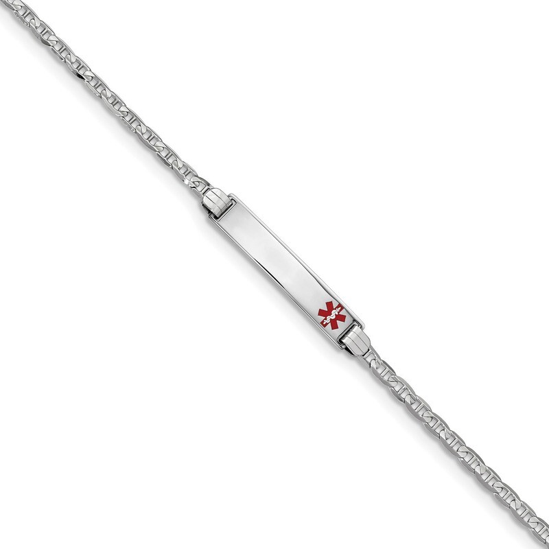 8 Inch Medical Red Enamel Anchor Link ID Bracelet 14k white Gold XM588FRW-8, MPN: XM588FRW-8, 19110…