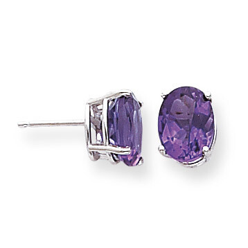 9x7mm Oval Amethyst Earrings 14k White Gold XE89WAM, MPN: XE89WAM, 883957108650