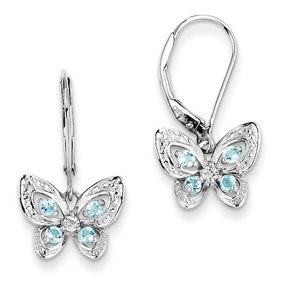 Blue Topaz &amp; Diamond Earrings Sterling Silver QE10263BT, MPN: QE10263BT, 883957460512