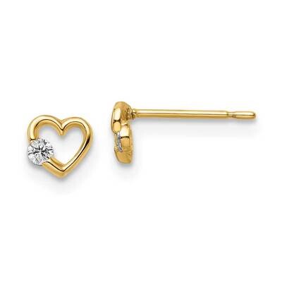 CZ Diamond Heart Post Earrings 14k Gold YE2028, MPN: YE2028, 191101731938