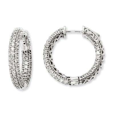 Pav? CZ In and Out Hoop Earrings Sterling Silver Rhodium-plated QE11076, MPN: QE11076, 191101392047