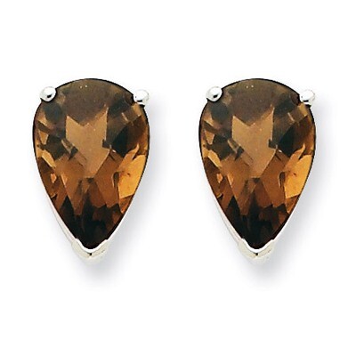 10x7 Pear Smokey Quartz Earrings 14k White Gold XE83WCQ, MPN: XE83WCQ, 883957104935