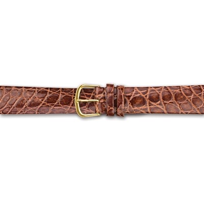 19mm Flat Havana Genuine Crocodile Gold-tone Buckle Watch Band  BA363-19, MPN: BA363-19,