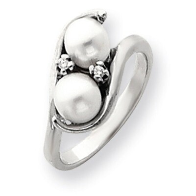 6mm Cultured Pearl &amp; .03ct. Diamond Ring Mounting 14k White Gold Y4367, MPN: Y4367,