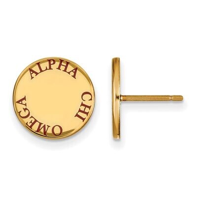 Alpha Chi Omega Enameled Post Earrings Gold-plated Silver GP020ACO, MPN: GP020ACO, 886774924502