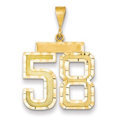 Number 58 Charm 14k Gold Large Diamond-cut LN58, MPN: LN58, 883957122496