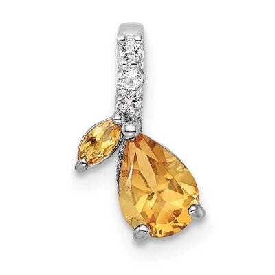 .73T.W. Citrine &amp; White Topaz Pendant Sterling Silver Rhodium-Plated QP5708CI, MPN: QP5708CI,