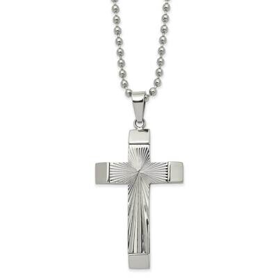 Textured Cross 22 Inch Necklace Stainless Steel Polished SRN2971-22 by Chisel, MPN: SRN2971-22, 191…
