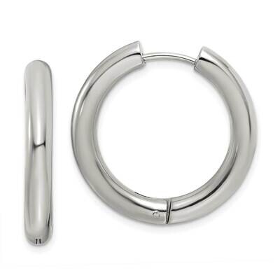 4mm Hinged Hoop Earrings Stainless Steel Polished SRE1494, MPN: SRE1494, 191101866425