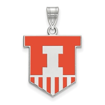 University of Illinois Large Enamel Pendant Sterling Silver SS059UIL