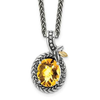 Sterling Silver with Braided Oval 2.15Ci Citrine Necklace 18 Inch 14k Gold QTC1766, MPN: QTC1766,