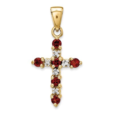 Garnet &amp; Diamond Cross Pendant 14k Gold XP3378GA/A, MPN: XP3378GA/A, 886774130743