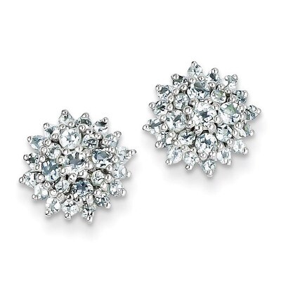 Aquamarine Round Post Earrings Sterling Silver Rhodium-plated QE10003AQ, MPN: QE10003AQ, 8839573996…
