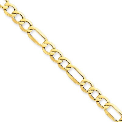 6.6mm Semi-Solid Figaro Chain 8 Inch 14k Gold BC96-8, MPN: BC96-8, 886774536989