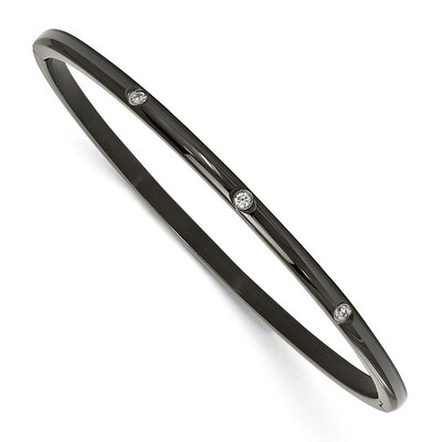 CZ Black IP-plated Bangle Stainless Steel Polished SRB2087 by Chisel, MPN: SRB2087, 191101645327