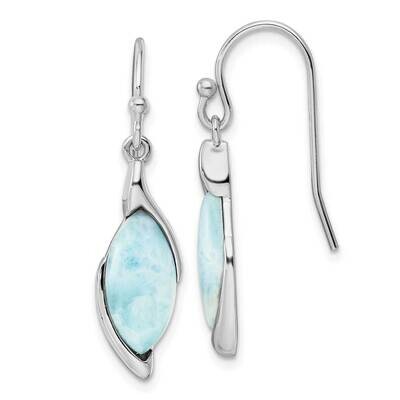 Larimar Dangle Earrings Sterling Silver Rhodium-Plated Polished QE15800, MPN: QE15800, 196904154182