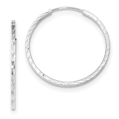 Diamond -cut Square Tube Endless Hoop Earrings 14k white Gold TF997W, MPN: TF997W, 191101056932
