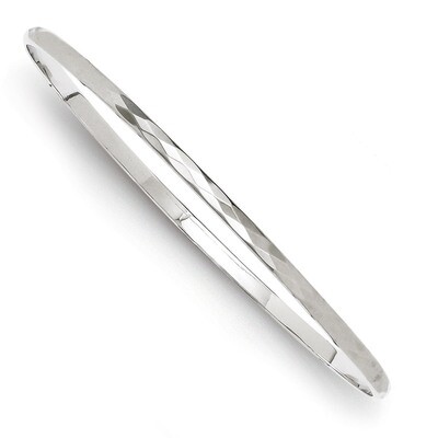 3.00mm Rhodium Polished Patterned Bangle Sterling Silver QB679, MPN: QB679, 869887199319
