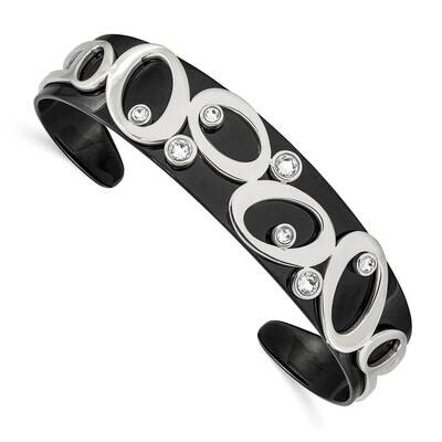 Black Ip with Swarovski Crystal 15.00mm Bangle Stainless Steel Polished SRB2590, MPN: SRB2590, 1911…
