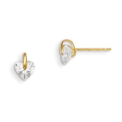 CZ Children&#39;S Heart Post Earrings 14k Gold GK869, MPN: GK869, 191101366635