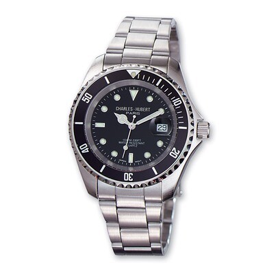 Mens Charles Hubert Stainless Steel Black Dial with Date Watch XWA537, MPN: XWA537, 811233014166
