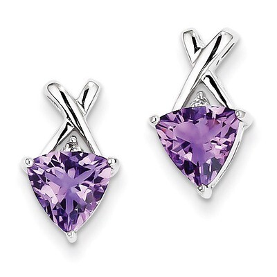 Amethyst White Topaz Post Earrings Sterling Silver Rhodium-plated QE10313AM, MPN: QE10313AM, 883957…