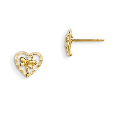 CZ Diamond-Cut Children&#39;S Dragonfly Post Earrings 14k Gold GK735, MPN: GK735, 191101456992