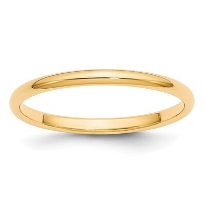 2mm Half Round Band 14k Yellow Gold HR020 Engravable, MPN: HR020, 886774295633