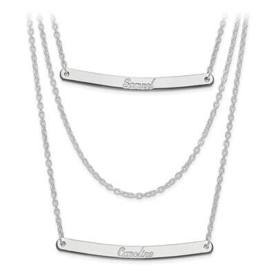 Brushed 3 Chain 2 Bar Name Necklace Sterling Silver Rhodium-plated XNA652SS, MPN: XNA652SS, 8867745…