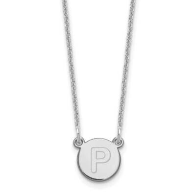 Tiny Circle Block Initial Letter P Necklace 14k White Gold XNA722W/P, MPN: XNA722W/P, 196904084908