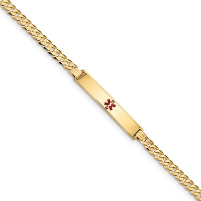 7 Inch Medical Red Enamel Flat Curb Link ID Bracelet 14k Gold XM562CR-7, MPN: XM562CR-7, 1911014379…