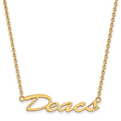 Wake Forest University Medium Pendant with Chain Necklace Gold-plated Silver GP059WFU-18, MPN: GP05…