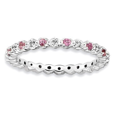 Pink Tourm. &amp; Diamond Ring - Sterling Silver QSK541, MPN: QSK541, 886774009957
