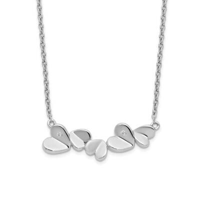 White Ice .015Ct. Diamond Hearts Necklace Sterling Silver QW467-18, MPN: QW467-18, 191101479564