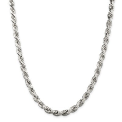 26 Inch 7mm Diamond-cut Polished 8 Sides Rope Chain Sterling Silver QDC140-26, MPN: QDC140-26, 1911…