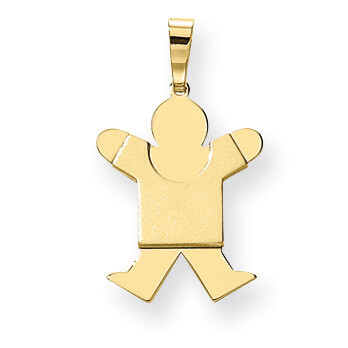 Solid Satin Engravable Boy Jumping Charm 14k Gold XK108, MPN: XK108, 883957376936