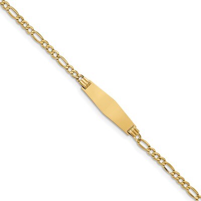 7 Inch Soft Diamond Shape ID with Hollow Link Bracelet 14k Gold Polished DCID107C-7, MPN: DCID107C-…