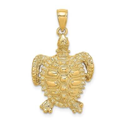 Sea Turtle with Spiny Shell Charm 14k Gold 2-D K7642, MPN: K7642, 637218011957