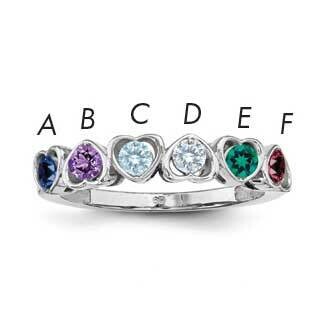 Synthetic 6 Stone Mother&#39;s Ring Sterling Silver Rhodium-plated XMR85/6SS, MPN: XMR85_6W--6, 8867743…