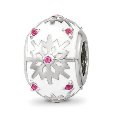 Enamel Crystal Snowflake Bead Sterling Silver Rhodium-plated QRS4192, MPN: QRS4192,