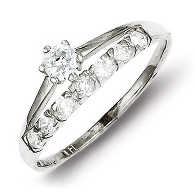 Row and Solitaire Diamond Ring Sterling Silver QR4225, MPN: QR4225, 883957482019