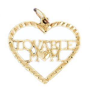 Dazzlers Jewelry Lovable Mom Pendant Necklace Charm Bracelet in Yellow, White or Rose Gold 9724, MP…