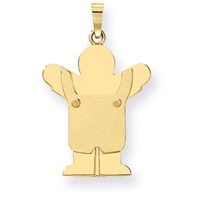 Solid Satin Engravable Boy with Overalls Charm 14k Gold XK362, MPN: XK362, 883957470856